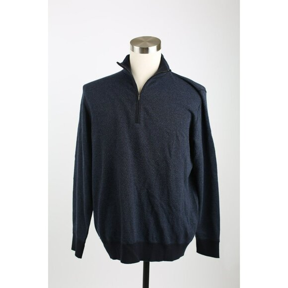 NWT Loro Piana Roadster Pull Cashmere Half-Zip Sweater SZ 56/46 Navy $1,190
